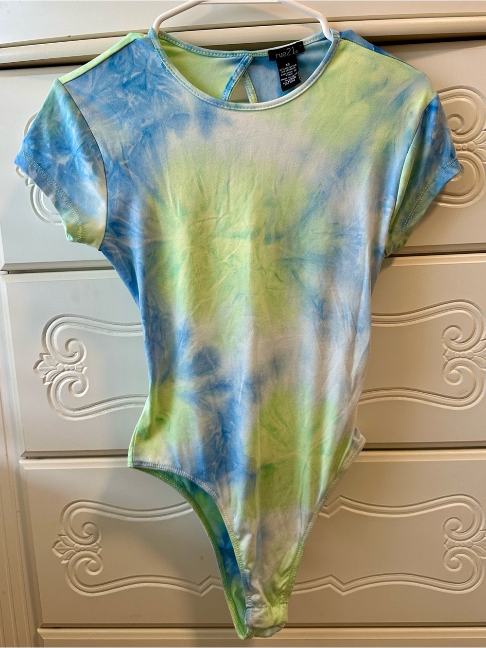 rue21 Women’s Short-Sleeve Tie-Dye Bodysuit in Blue & Green Size XS